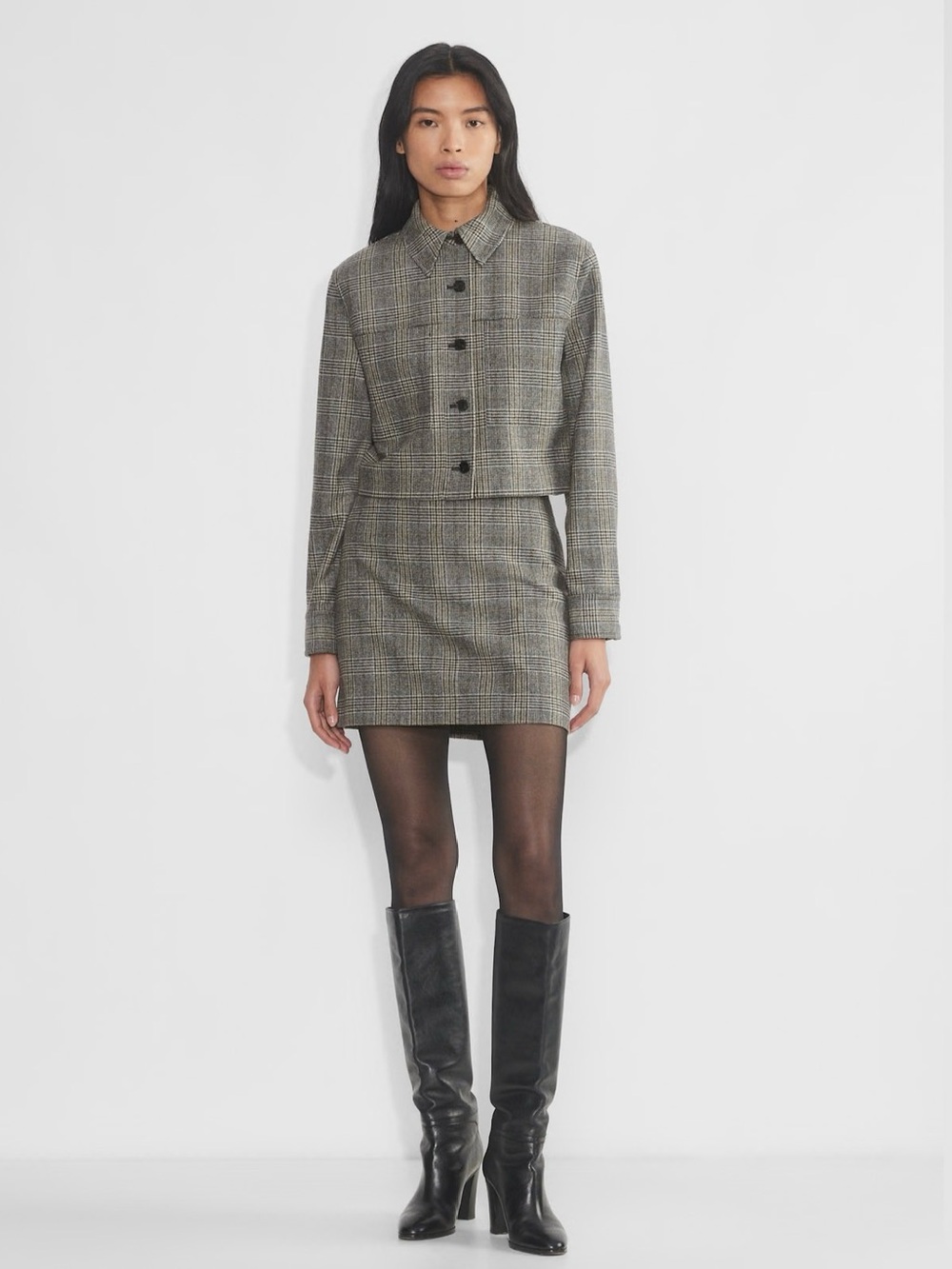 Wilfred Little Cropped Jacket in Carney H Chrome/Black